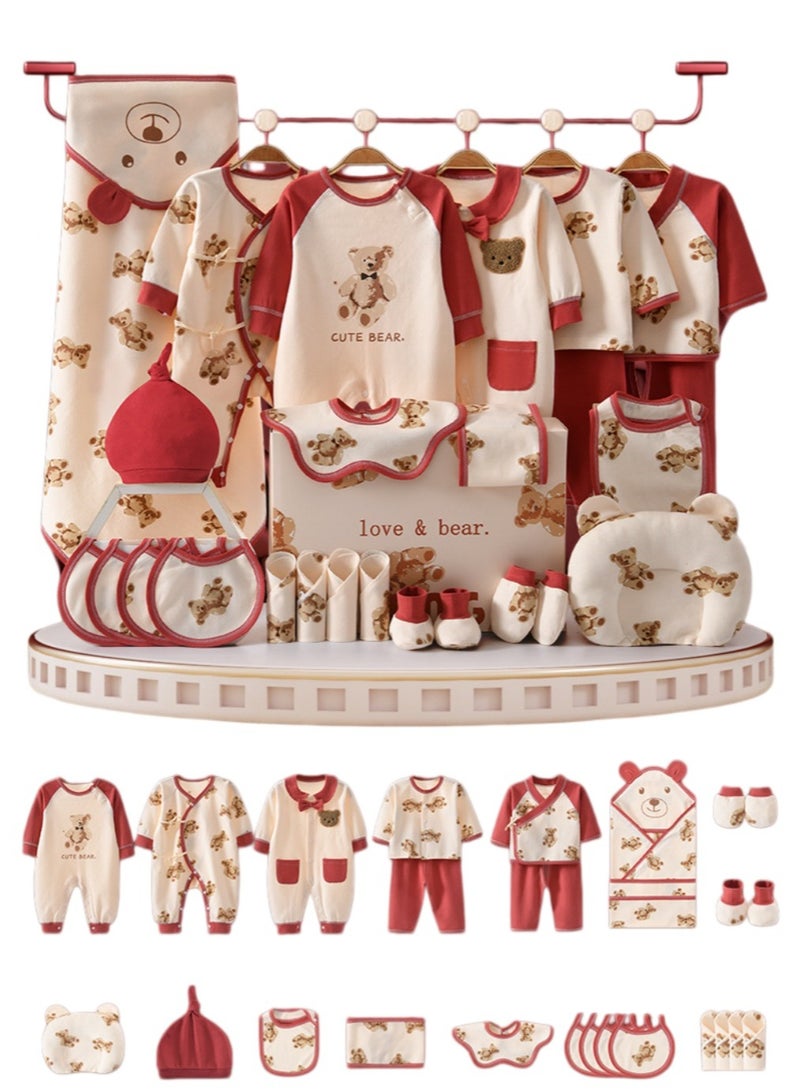 MIXDE 26 high-end gift baskets for newborns | Newborn clothing gift basket set | Red Teddy all season baby set - Image 2